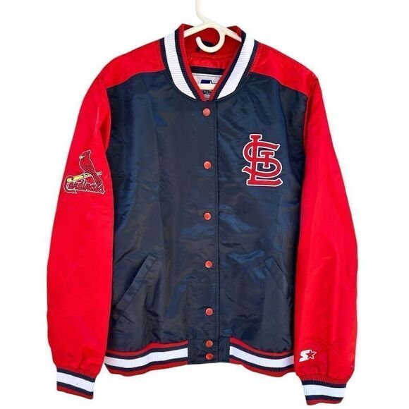 Starter MLB Cardinals Varsity Jacket Men's 2XL Red Snap Closure - Picture 1 of 9